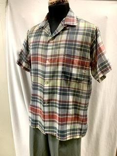 50's レーヨンシャツ マドラスチェック vintage 50s 60s マドラスチェック 半袖シャツ シャツ ヴィンテージ 古着