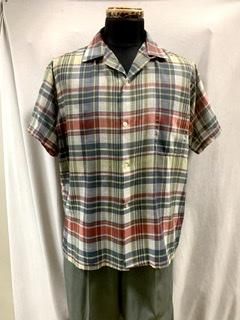 50's レーヨンシャツ マドラスチェック vintage 50s 60s マドラスチェック 半袖シャツ シャツ ヴィンテージ 古着