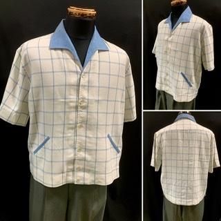 50s 60s ツートーン 切替 イタリアンカラー シャツ 半袖シャツ