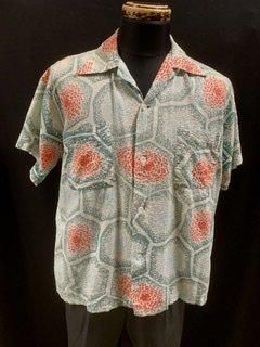 40s 50s アメーバ柄 シアサッカー シャツ 半袖シャツ 40s 50s アメーバ柄 シアサッカー シャツ 半袖シャツ