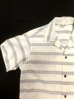 50s 刺繍ボーダー シャツ ロカビリー ヴィンテージ 60s 黒ボタン