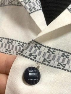 50s 刺繍ボーダー シャツ ロカビリー ヴィンテージ 60s 黒ボタン