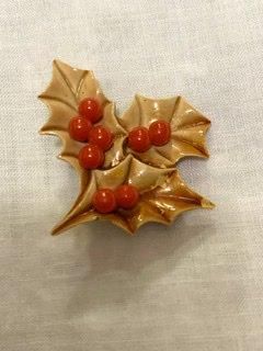 アンティークビンテージブローチ 1920年代花模様のガラスのブローチ（5.5x3.5cm） イギリス