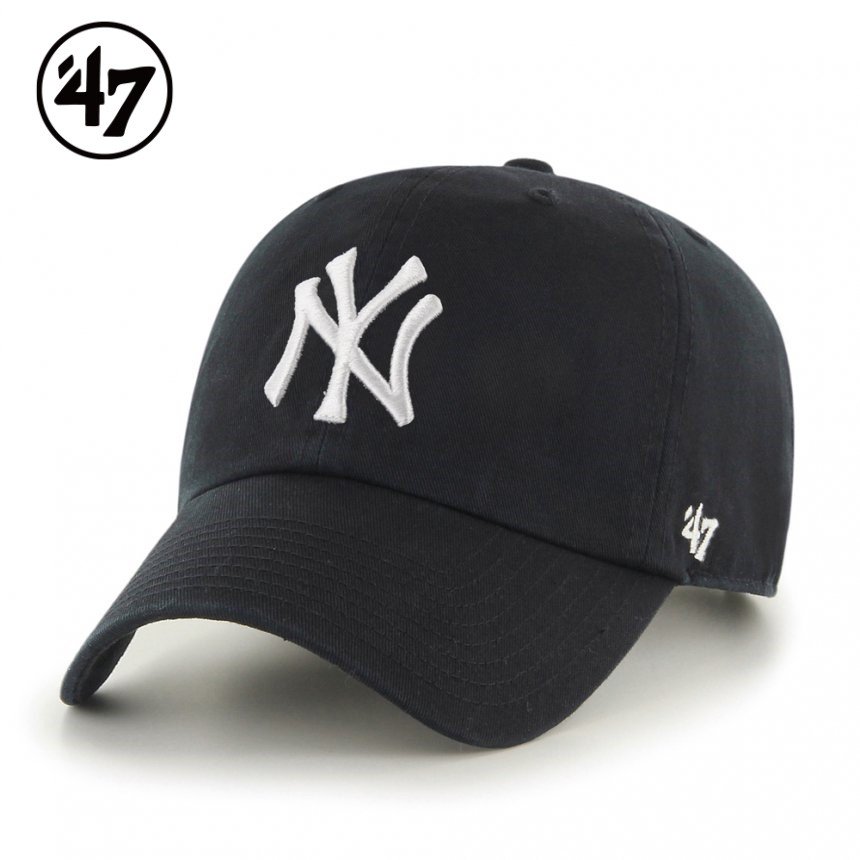 ヤンキース キャップ ’47 クリーンナップ ブラックxホワイトロゴ