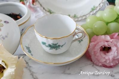 ⚡1920年代・手彩色ティーセット: ドイツ・フラウロイト 銀座発！逸品アンティーク 銀座アンティーク ティアドロップ