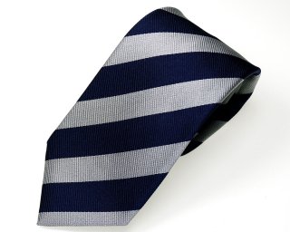ネクタイ　二段縞　ブロックレジメンタル　紺×白