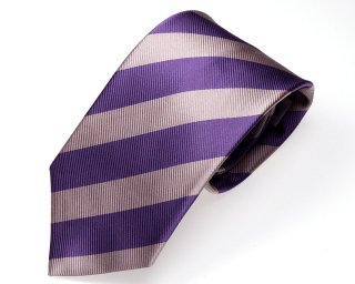 ネクタイ　二段縞　ブロックレジメンタル　紫×桃色
