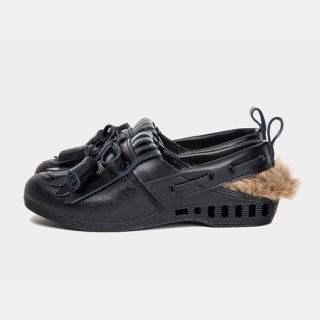 BENSAN-F QUILT LOAFER RIBBON TUSSEL DECK STRAP FUR INSOLE