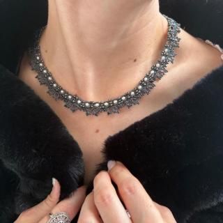 フランス タティングレース パヴィア ネックレス シトリン