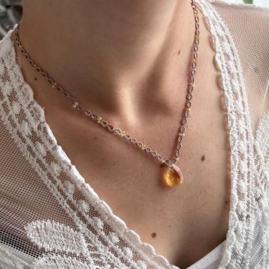 LORINA BALTEANU　レース　ネックレス フランス タティングレース パヴィア ネックレス シトリン