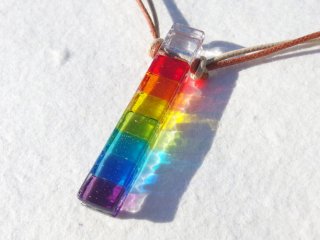 虹色ガラス『にじ【7色】』ネックレス【紐の色、長さ選べます】【太チェーン選べます】【受注制作】