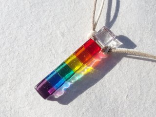 虹色ガラス『にじ【６色】』ネックレス【紐の色、長さ選べます】【太チェーン選べます】【受注制作】