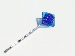 ガラスの薔薇『ばら【ブルー】』ヘアピン【受注制作】