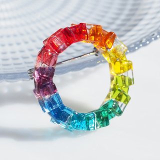 ガラスの輪『リング【虹】』ブローチ【受注制作】