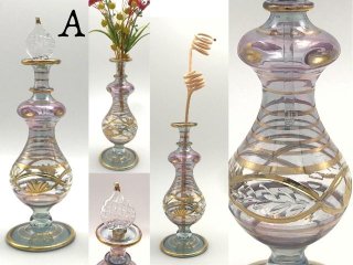 吹きガラスの香水瓶 M (約15-17cm)パープルグレー アロマ容器・アロマボトルで香りをデコレーション♪