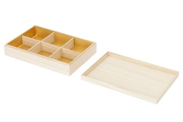 ケース特価】桐箱高級弁当 6仕切 30個 ／ 木具輪オリジナル商品