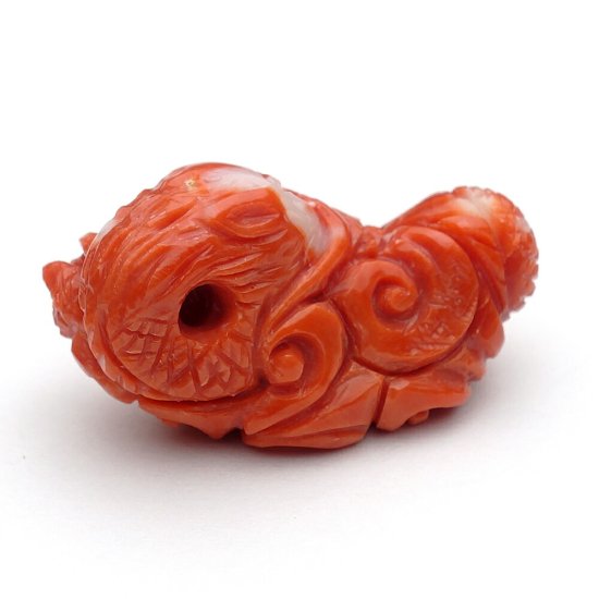 日本産桃珊瑚 龍 彫り物 根付 - 宝石珊瑚の卸屋【暁 - Akatsuki -】