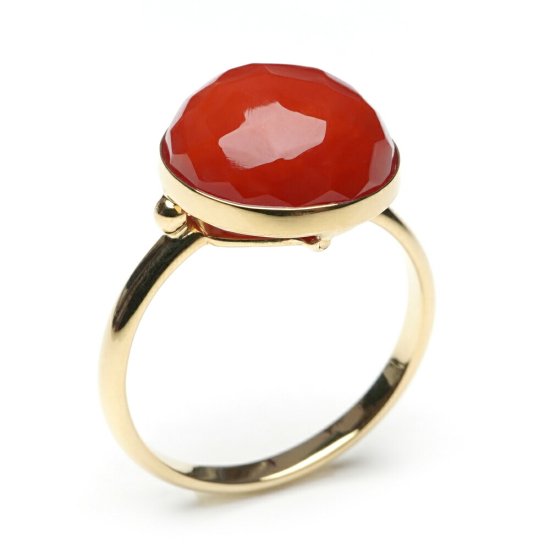 K18 赤珊瑚 デザインリング 18金 指輪 11号 Y02219