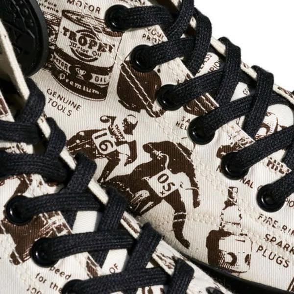 靴 TROPHY CLOTHING MILL TRAINERS HI-TOP TROPHY CLOTHING - MILL TRAINERS HI-TOP (BLACKxCREAM