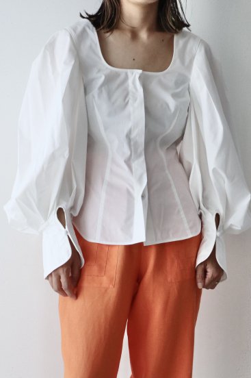 40%OFF】Mame Kurogouchi / Square Neck Puff Sleeve Shirt - HEIRLOOM