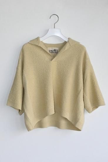 unfil / Silk & Cotton Boucle' Open Collar Sweater - HEIRLOOM