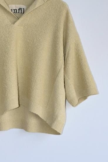 unfil / Silk & Cotton Boucle' Open Collar Sweater - HEIRLOOM