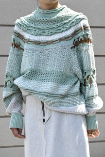 Mame Kurogouchi / Bamboo Basket Pattern Knitted Top			