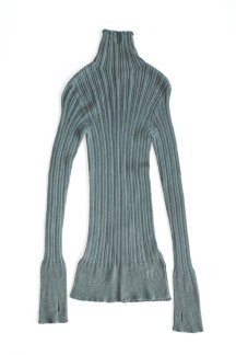 unfil / Alpaca Random Ribbed-Knit Highneck Sweater - Patina Green

