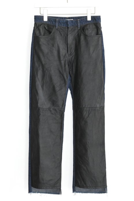 CURRENTAGE / Denim Leather Straight Pants