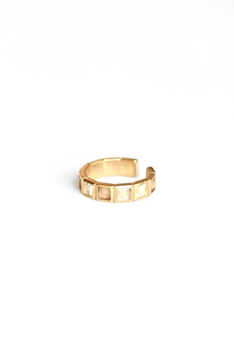 R.ALAGAN / Small Tile Ring - Gold  Topaz