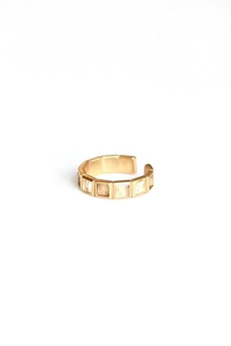 R.ALAGAN / Small Tile Ring - Gold  Topaz