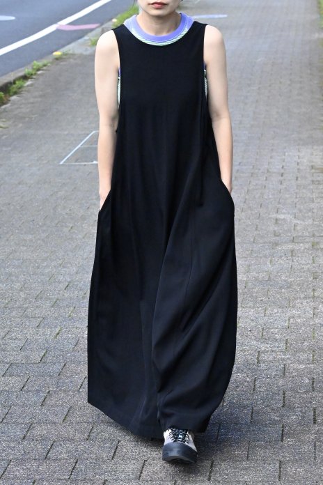 unfil / Viscose-Gabardine Flared Dress - Black