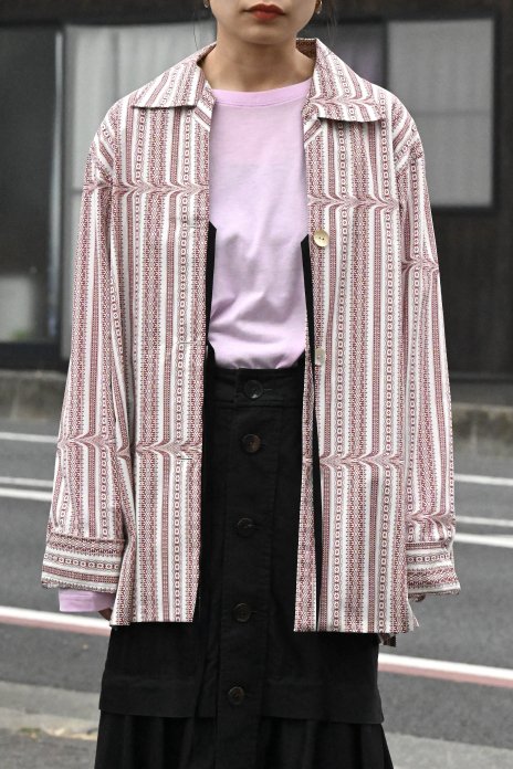 PHOTOCOPIEU / Front-Tie Flat Shirt (LARA) - Red Stripe