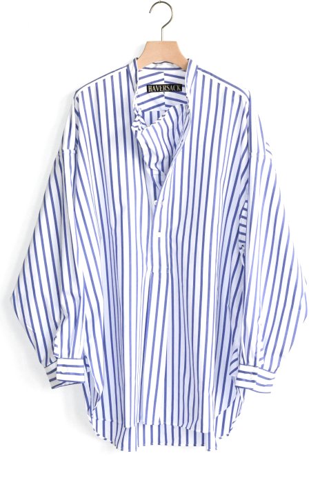 HAVERSACK / Stripe Band Collar Pullover Shirts - Stripe