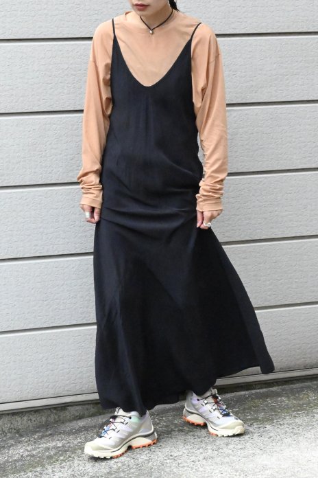 unfil / Silk-Haboti Slip Dress - Black