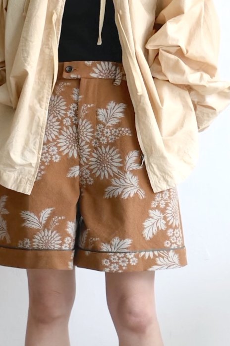 jonnlynx / Flower Jacquard Short Pants - Brown  Off White