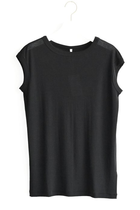 babaco / Twisted Cotton No-sleeve - Black