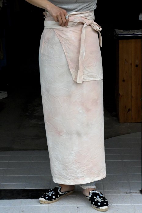 CURRENTAGE / Pink Camouflage Wrap Skirt - Pink Beige