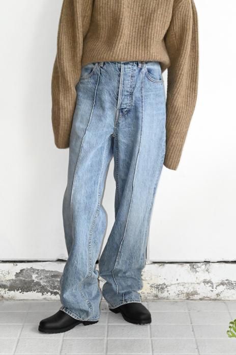 phebus / Washi Denim Straight Pants - Fade Blue