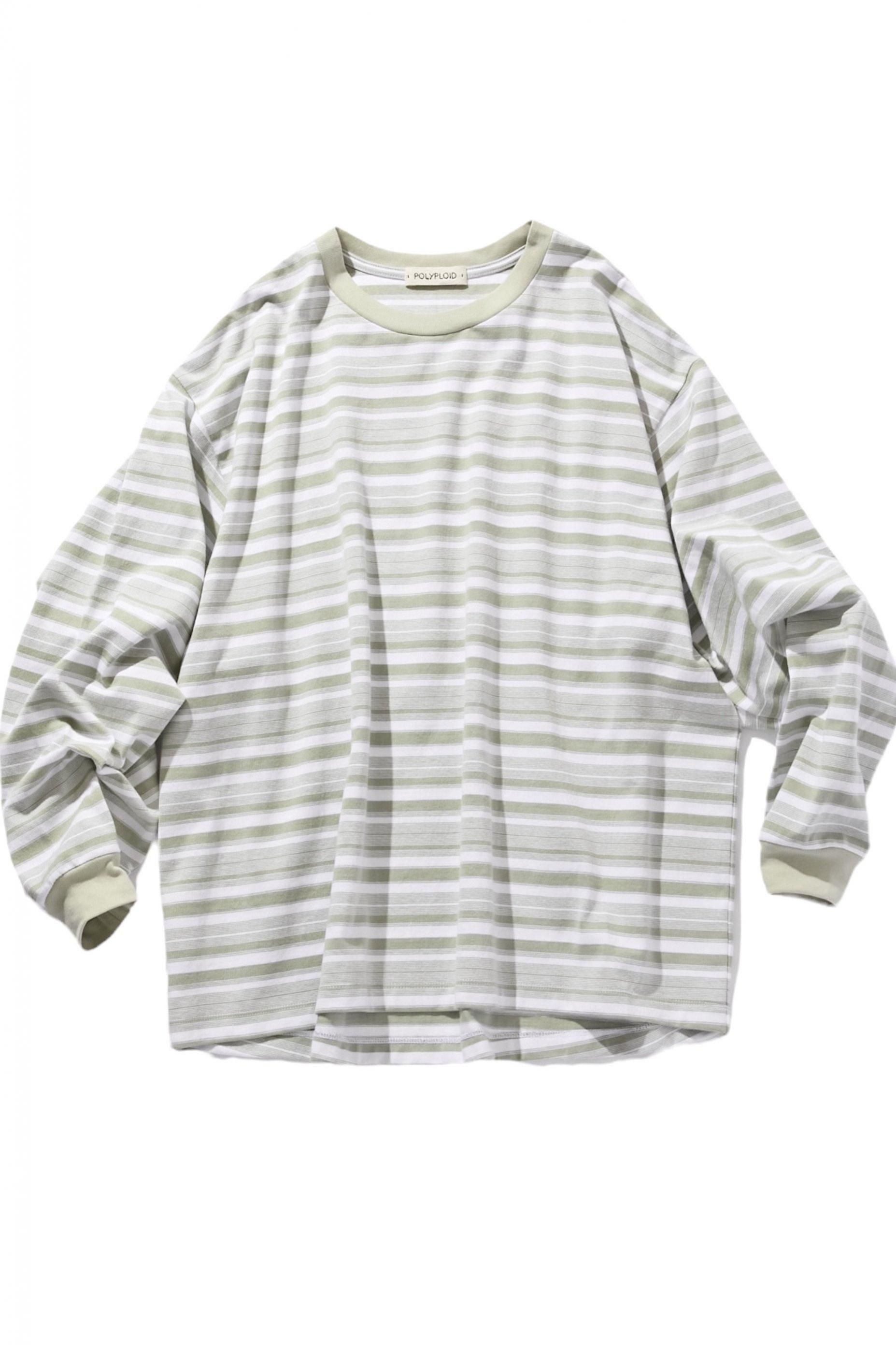 POLYPLOID / Oversize Long Sleeve B - Sage × White - HEIRLOOM POLYPLOID / Oversize Long Sleeve B - Sage × White - HEIRLOOM