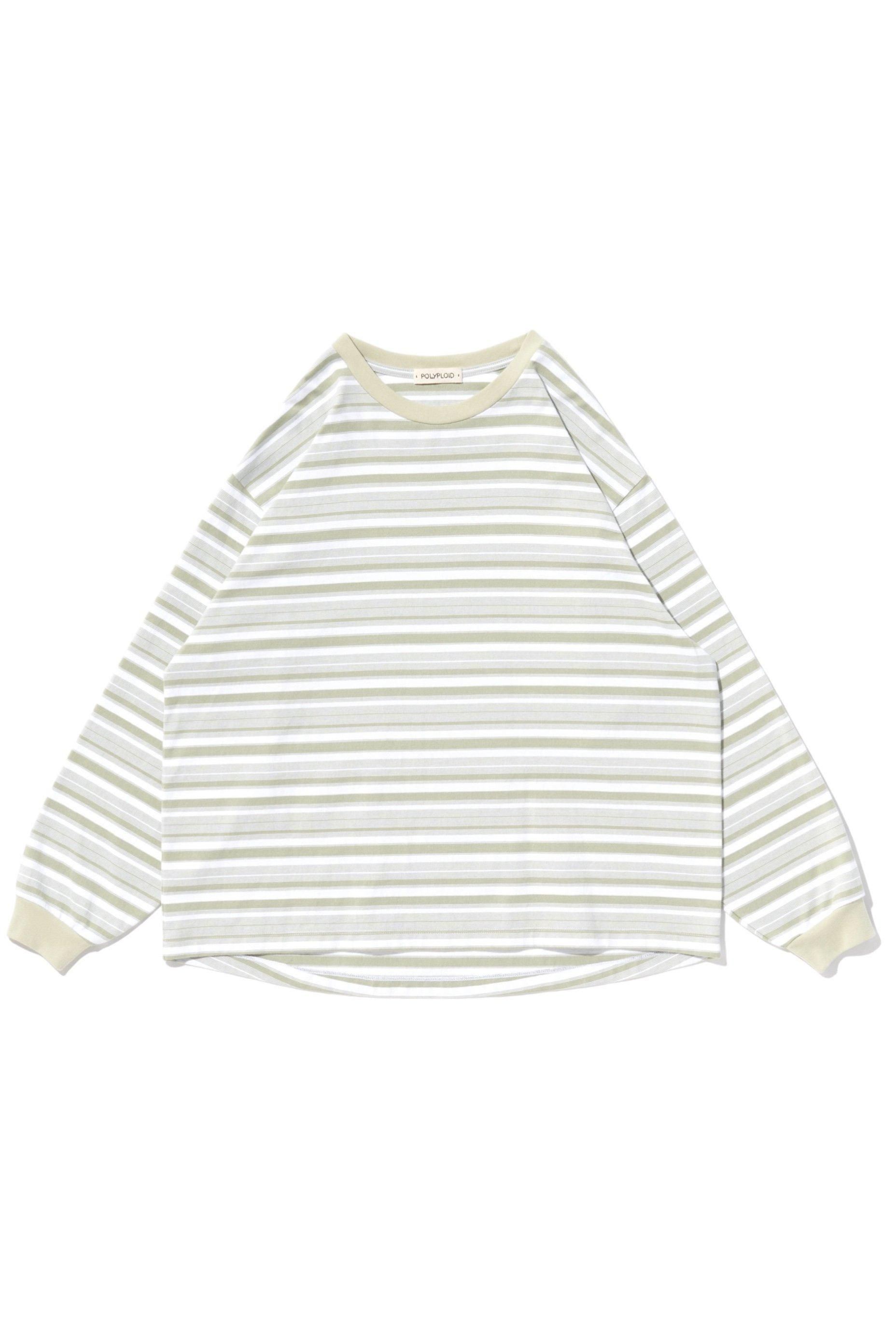 POLYPLOID / Oversize Long Sleeve B - Sage × White - HEIRLOOM POLYPLOID / Oversize Long Sleeve B - Sage × White - HEIRLOOM