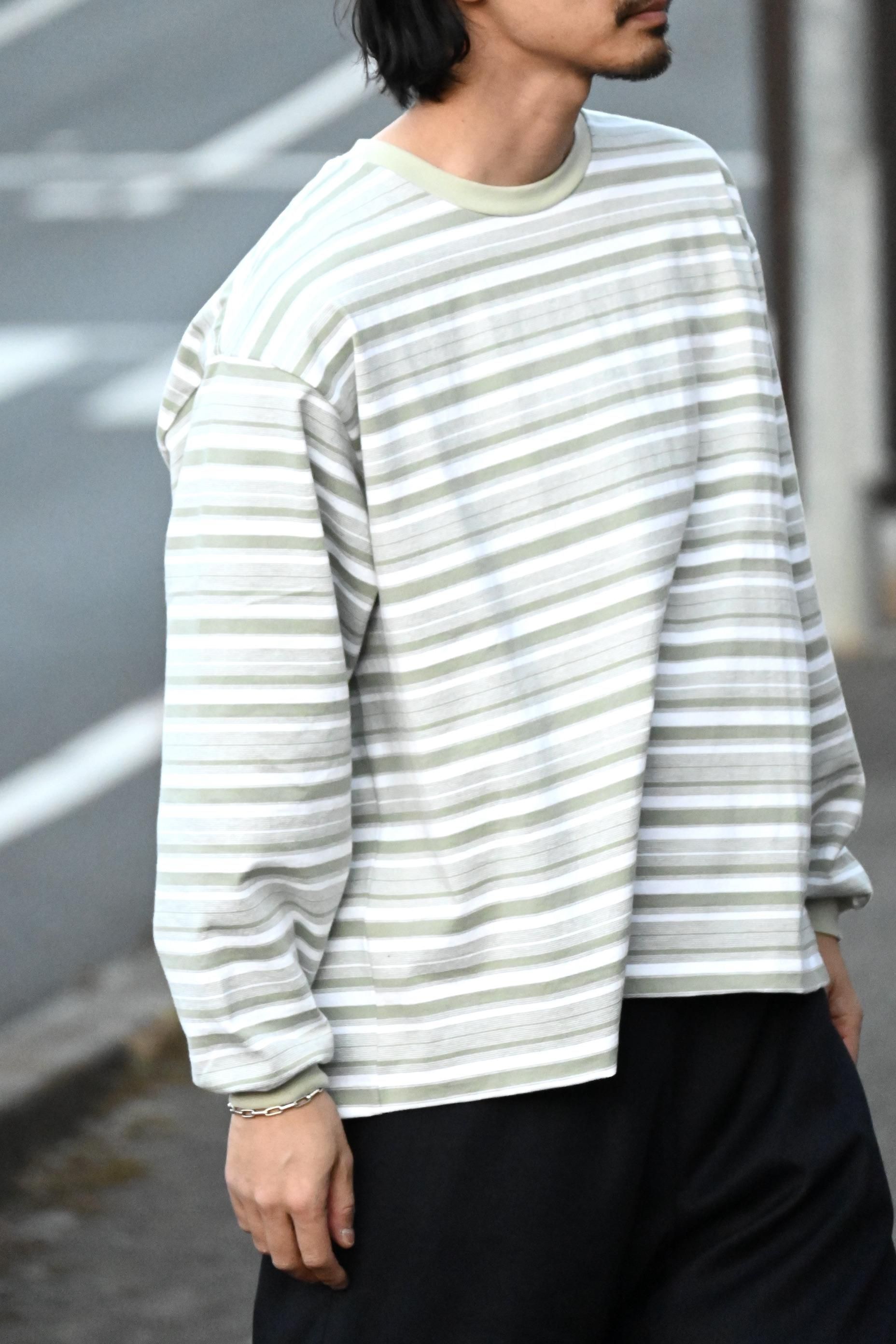 POLYPLOID / Oversize Long Sleeve B - Sage × White - HEIRLOOM POLYPLOID / Oversize Long Sleeve B - Sage × White - HEIRLOOM