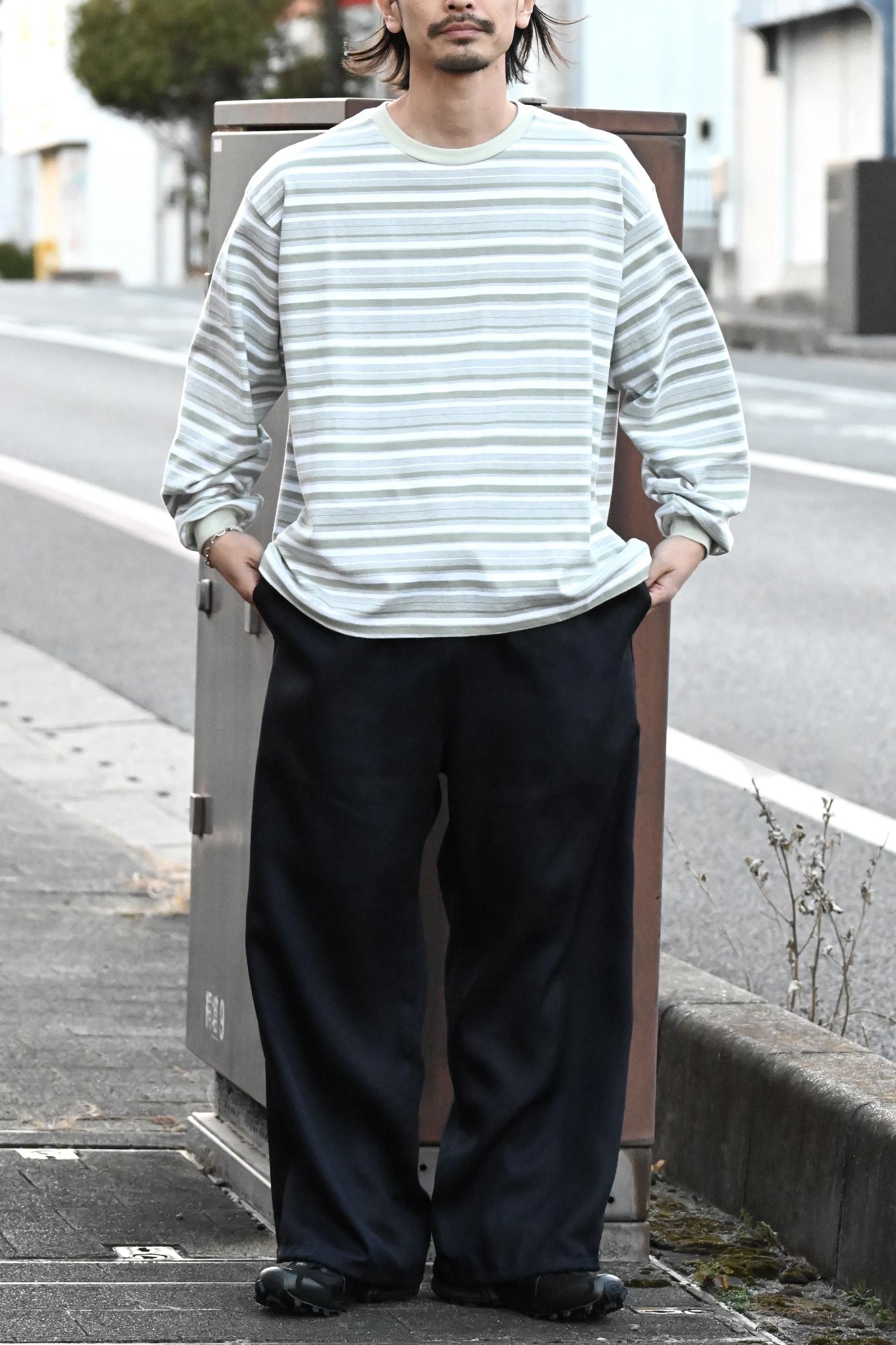 POLYPLOID / Oversize Long Sleeve B - Sage × White - HEIRLOOM POLYPLOID / Oversize Long Sleeve B - Sage × White - HEIRLOOM