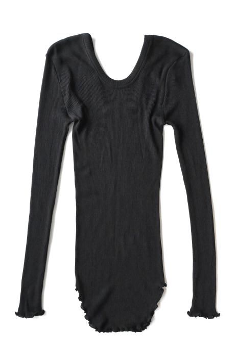 HAKUJI / Wool Rib Long Sleeve Pullover - Black