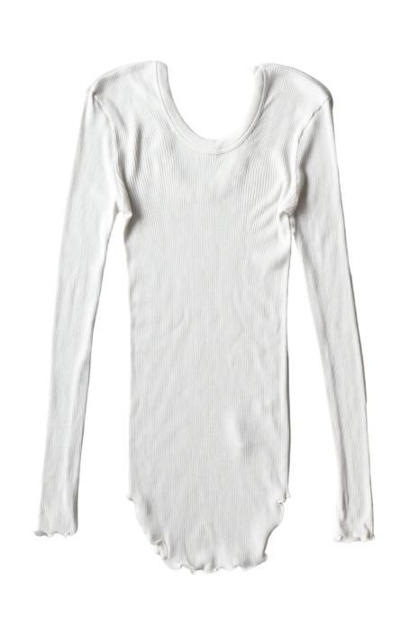 HAKUJI / Wool Rib Long Sleeve Pullover - Ivory