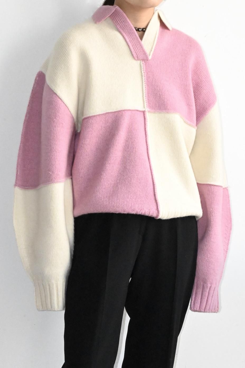 トップス Jonnlynx British yarn pullover jonnlynx / British Yarn Pullover - white×pink - HEIRLOOM