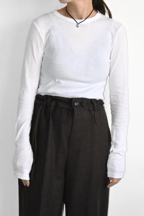 babaco / Cotton Silk Basic Long Sleeve T-shirt - White