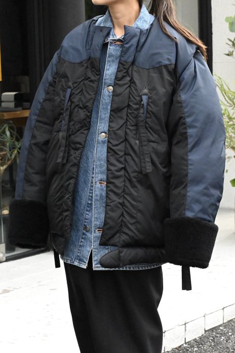 JUN MIKAMI / Rocky Mountain Down Coat with Caffs - Navy  Black