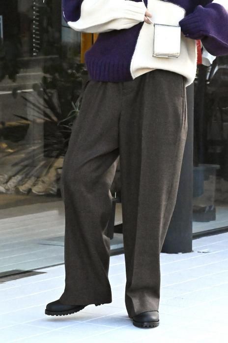 jonnlynx / 2way Stretch Wool Wide Pants - Brown