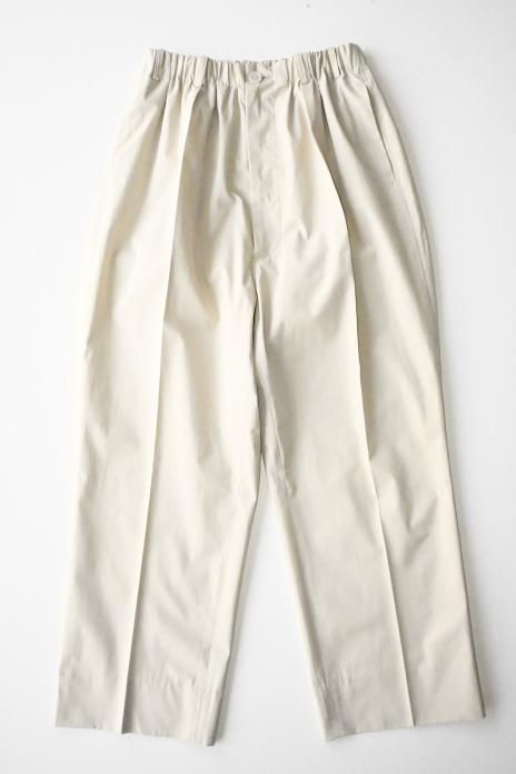 nonnotte / Clear Heavy Broadcloth Draping Elastic In Tuck Wide Trousers- Tidal Foam